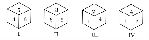 Cube puzzle for finding the number opposite to 3 using four views