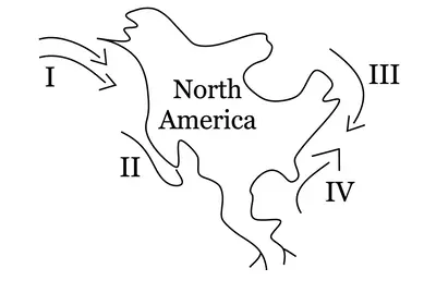 Map of ocean currents around North America