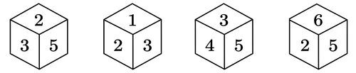 Four positions of a die